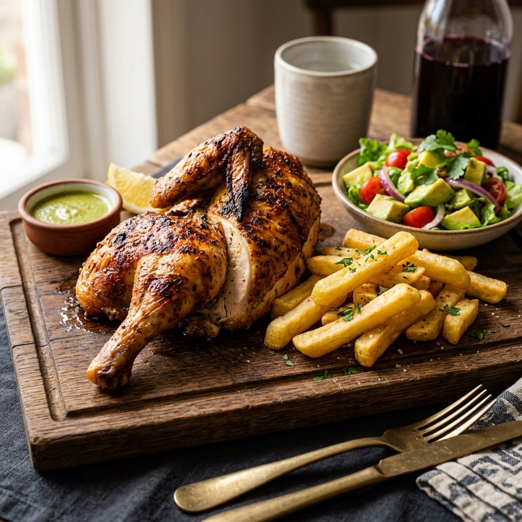 1/2 pollo + papas + ensalada